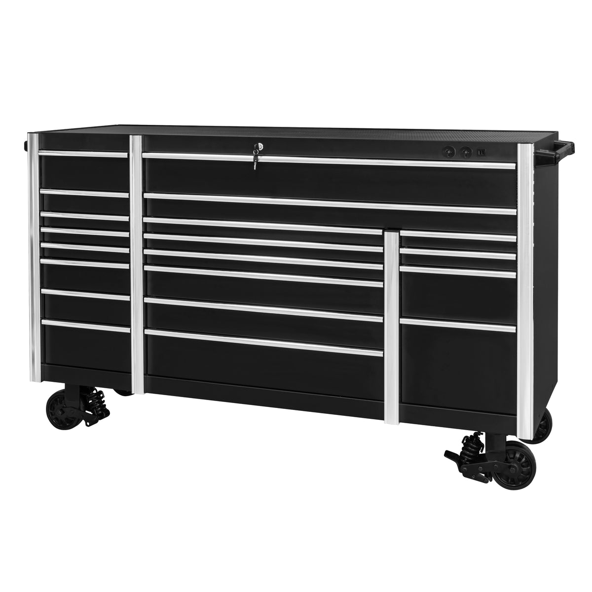 Simply Tools 73 inch 20 drawer black tool trolley roll cabinet