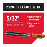 Oregon 5/32 inch chainsaw sharpening file and guide, packaging