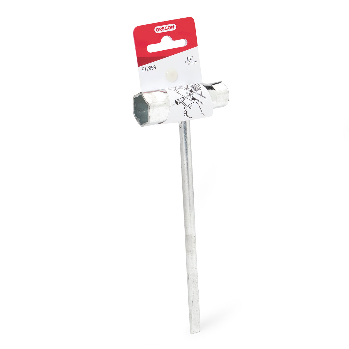 Oregon chainsaw scrench combination wrench and screwdriver, side view