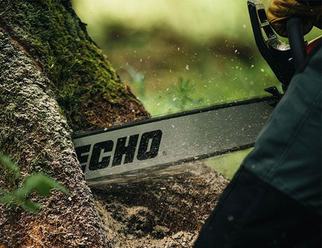 Echo CS-590 59.8cc petrol chainsaw with 20 inch bar, side view