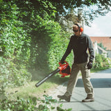 Echo PB-2520 25.4cc petrol handheld leaf blower, in use