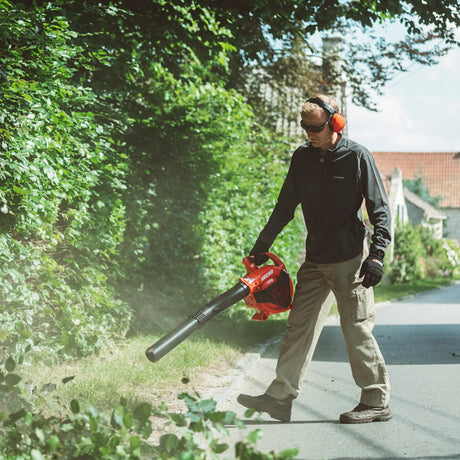 Echo PB-2520 25.4cc petrol handheld leaf blower, in use