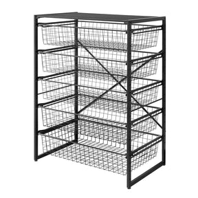 Simply Tools 5-drawer black wire basket metal storage unit