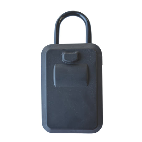 Padlock combination lock key safe storage box, angle view