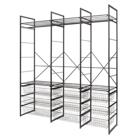 Simply Tools open wardrobe system clothes storage rack with wire baskets