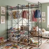 Simply Tools open wardrobe system clothes storage rack with wire baskets, detail view