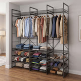 Simply Tools open wardrobe system clothes storage rack with wire baskets, angle view