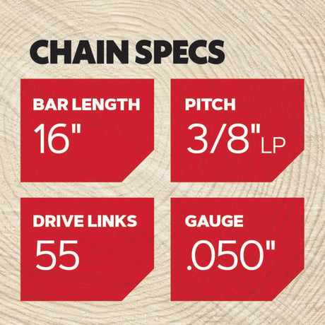 Oregon T55 VersaCut chainsaw chain for 16 inch bar, in use
