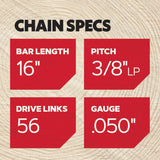 Oregon T56 VersaCut chainsaw chain for 16 inch bar, alternate view