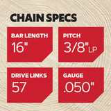 Oregon T57 VersaCut chainsaw chain for 16 inch bar, alternate view